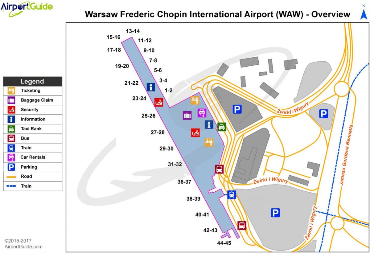 frederic chopin sân bay bản đồ