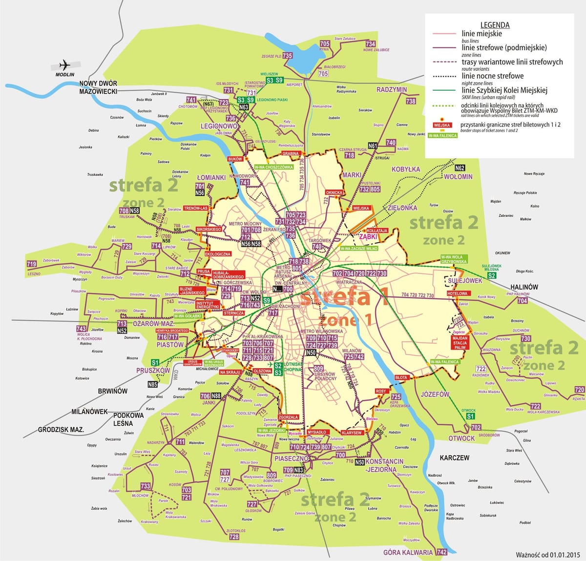 Bản đồ của Warsaw xe buýt 