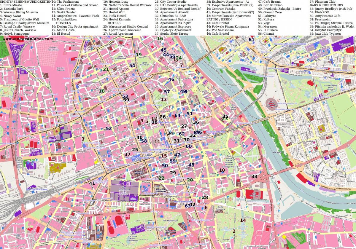 Bản đồ của thành phố Warsaw 