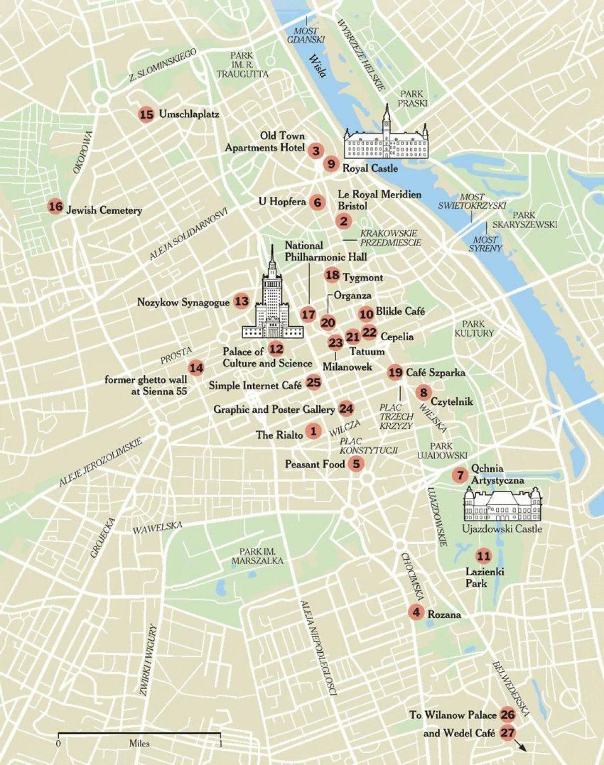 thành phố tham quan Warsaw bản đồ