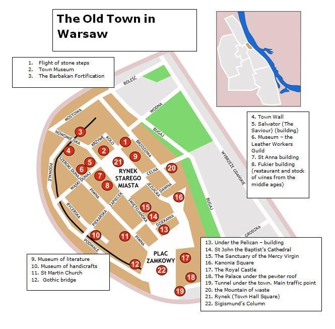 Warsaw bản đồ old town