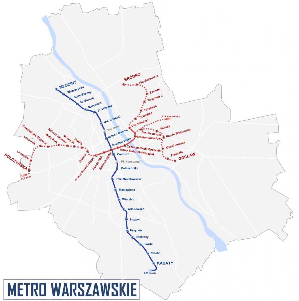 Bản đồ của Warsaw metro 2016