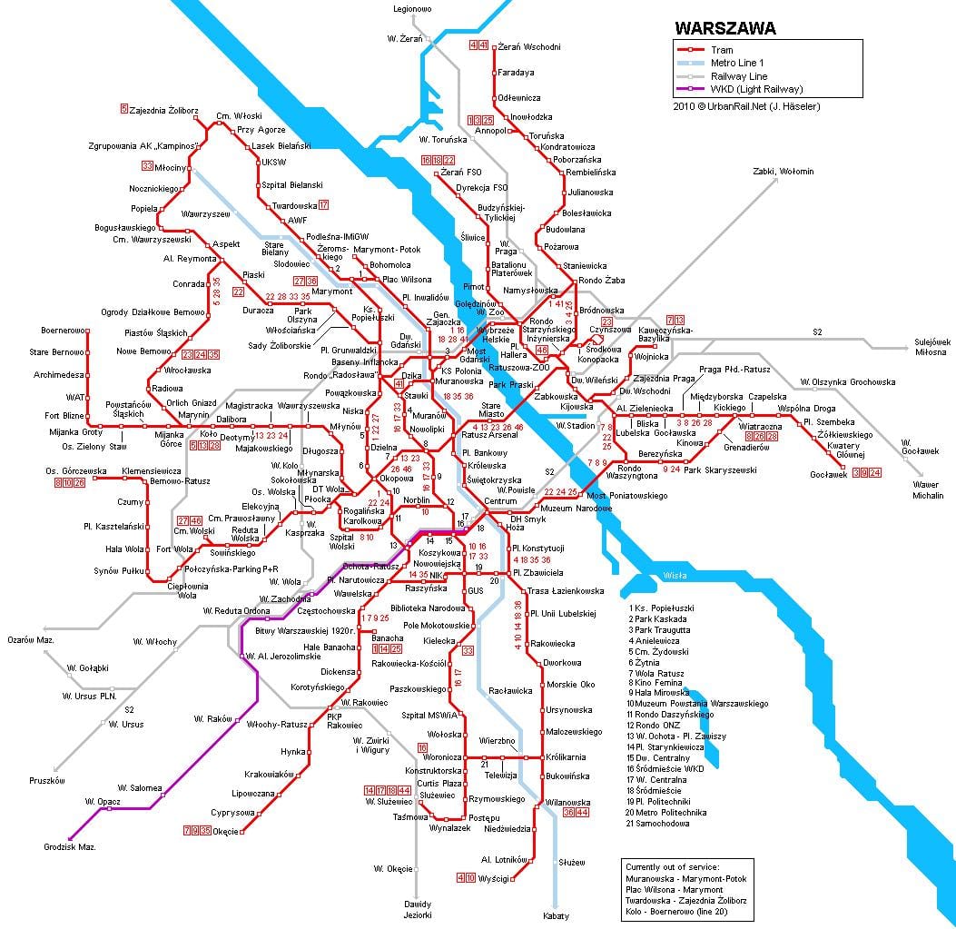 Warsaw đào tạo bản đồ