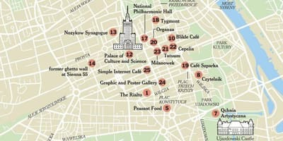 Bản đồ của Warsaw với du lịch