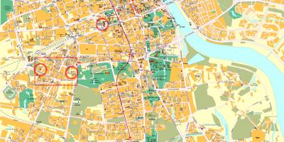Đường phố, bản đồ của Warsaw trung tâm thành phố