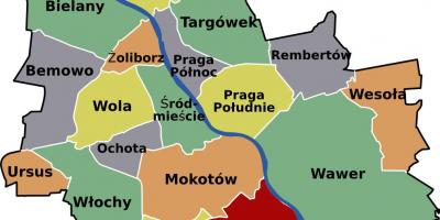 Bản đồ của Warsaw khu phố 